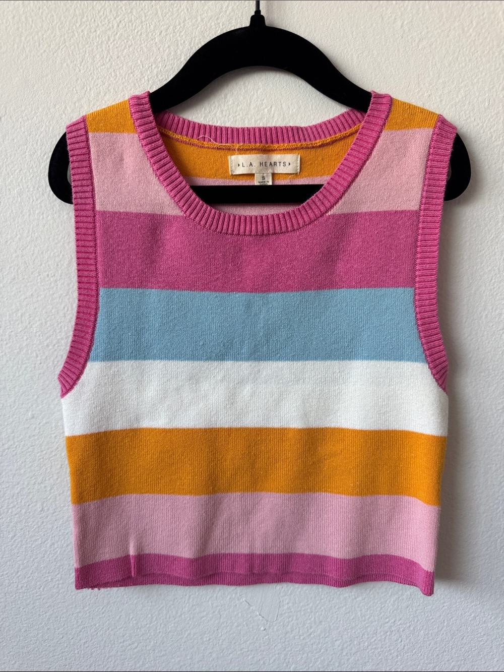 LA Hearts Colorblock Stripe Knit Tank - Pink Blue Orange